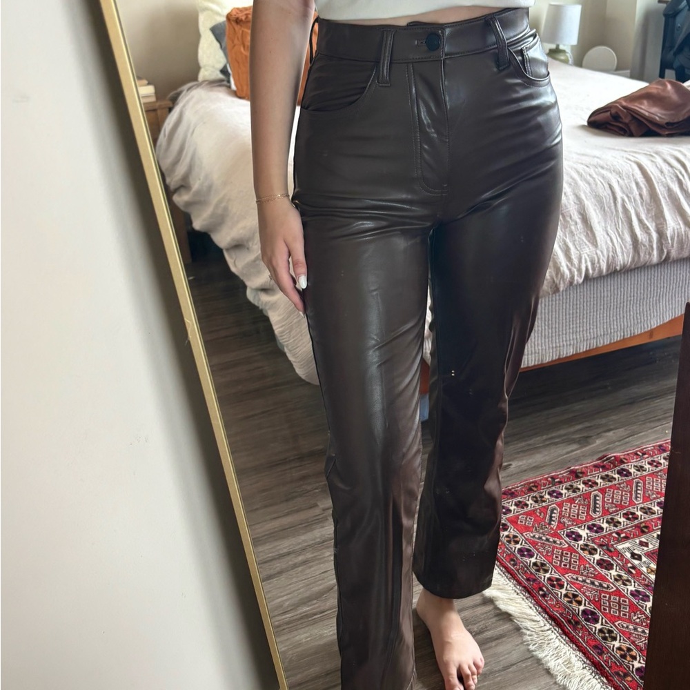 Abercrombie & Fitch Dark Brown Leather Cropped Pants